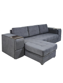 Диван угловой "Инвуд Лайт 2" Барный левый серый (Кромма)