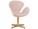 Кресло дизайнерское DOBRIN SWAN, бежевая ткань IF1, золотое основание