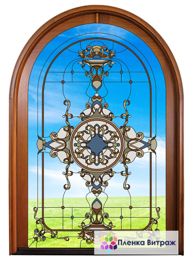 Витражная пленка, витражная пленка самоклеющаяся, пленочный витраж с классическим рисунком