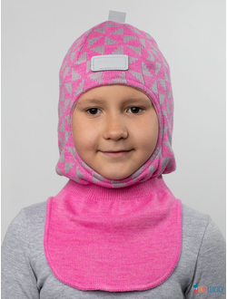 Шапка-шлем "Бантики" 20201-07, цвет розовый, серый, р. 54-56
