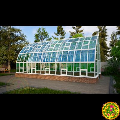 Базовая комплектация теплицы из стекла и алюминия “Леонардо XL” размером 5000 х 10000 мм