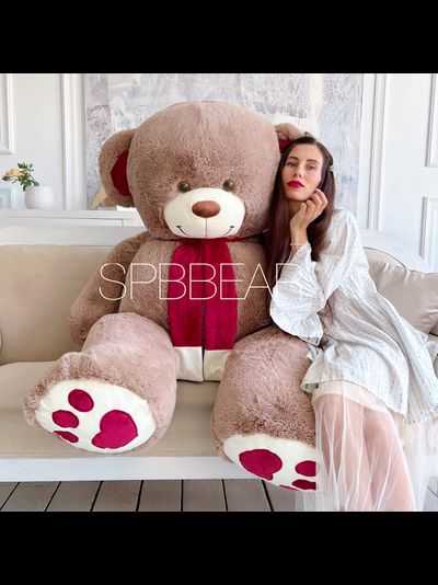 Гигантский плюшевый медведь 190 см кофейный Кевин