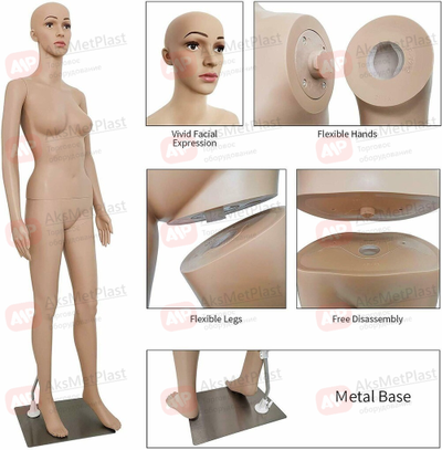 WG1/007 Манекен женский из пластика ростовой 175 см, телесный цвет, на металлической подставке