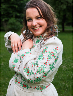 Платье-рубашка «Процветание» из небеленого льна