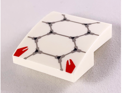 Slope, Curved 2 x 2 x 2/3 with Light Bluish Gray Scale Armor Outlines and Red Highlights Pattern, White (15068pb195 / 6266986)