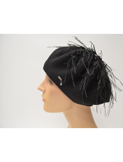 Vizio берет Италия 1011 BL  с перьями