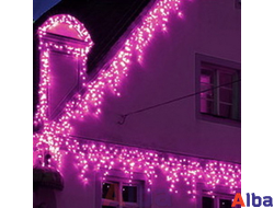 Бахрома 3*0.5 м РОЗОВЫЙ, прозрачный провод IP 54