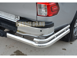 Защита заднего бампера угловая большая двойная d76/42 для Toyota Hilux 2021-