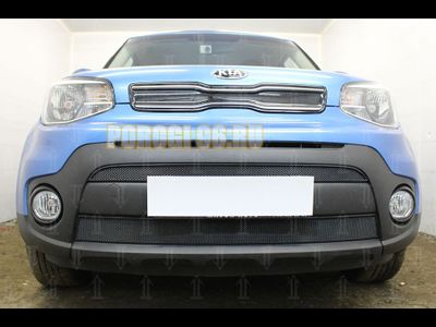 Защита радиатора Kia Soul 2017-2019 (2 части) black