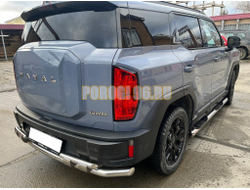 Защита заднего бампера двойная с перемычками Папа Тюнинг d60/42 для Haval H3 2024-