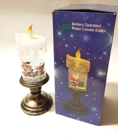 LED Свеча новогодняя музыкальная, USB кабель,  28*11*11см, ТИП: Дед мороз в санях с оленями/ Дед Мороз с подарком