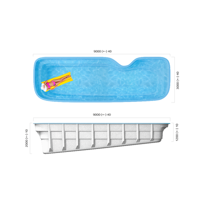 Композитный бассейн 9 х 3 х 1,2-2 "Нарбонн" Franmer