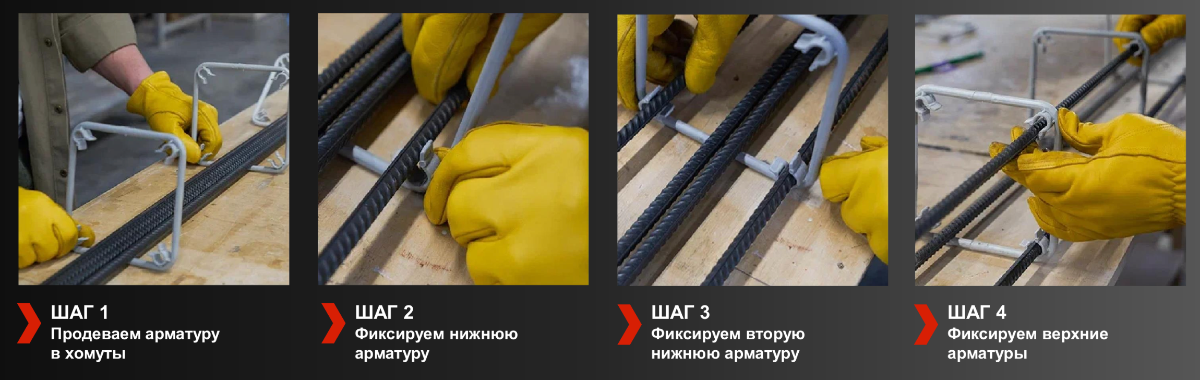 Процесс установки фиксаторов для арматуры ТЕХ-КРЕП
