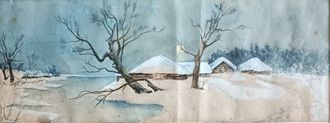 "Зимний пейзаж" бумага акварель, белила Соколов Н. 1910-е годы