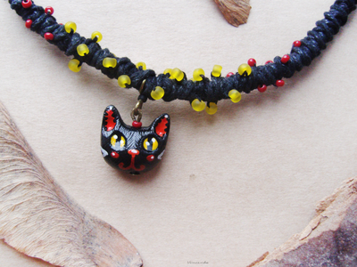 "Котик и огоньки", необычное колье под шейку
