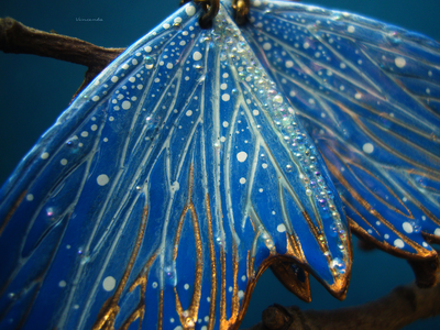 "Вавилонский мотылёк", крупные серьги-крылья авторской работы