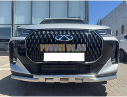 Защита переднего бампера двойная с перемычками Папа Тюнинг d60/42 для Chery Tiggo 7L 2025-