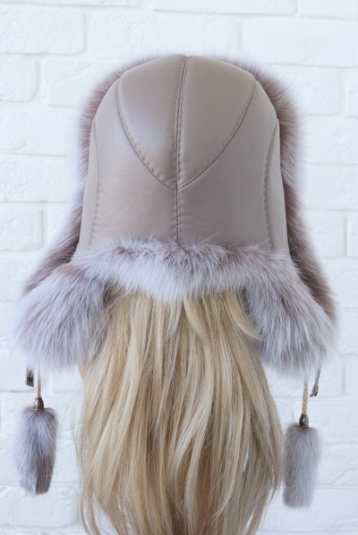 Ушанка "Полярная звезда" цвет бежевый + кофе с молоком