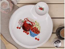 Блюдо для блинов с соусником «Вишнёвое варенье», 22,5×20×2 см (копия)