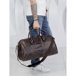 Кожаная дорожная сумка Normanno black (арт. 4007-01)