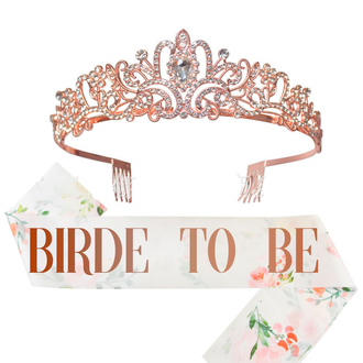 ДИАДЕМА С ЛЕНТОЙ BRIDE TO BE, роуз голд