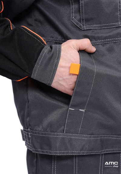 Костюм "РОЛЬФ" куртка/полукомб, цвет: Т.СЕРЫЙ/ЧЕРНЫЙ