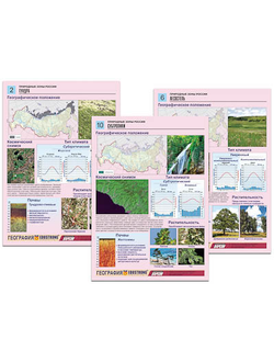 Комплект таблиц по географии раздат. "Природные зоны России" (цвет, лам, А4, 10 шт.)