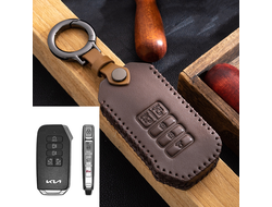 Коричневый чехол для смарт ключа Kia Carnival 4 рест (5+4 кнопки)