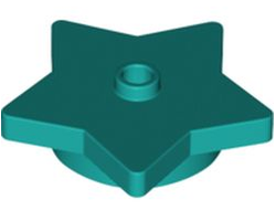 Plate, Round 4 x 4 x 2/3 with Star and Open Stud, Dark Turquoise (39611 / 6289762)