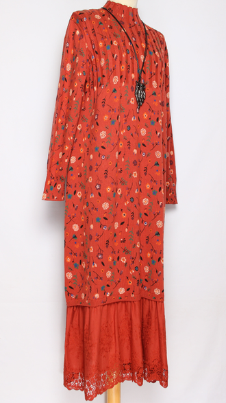 ПЛАТЬЕ БОХО хлопок "ПРОВАНС ВОЛАН" коралл р.46-54