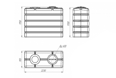 Размеры емкости К3000 литров в обрешетке