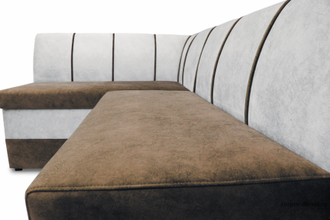 Кухонный Угловой диван "Форум-8" Коричневый/Слоновая кость Левый