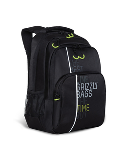 Рюкзак школьный GRIZZLY RU-030-31 черный салатовый