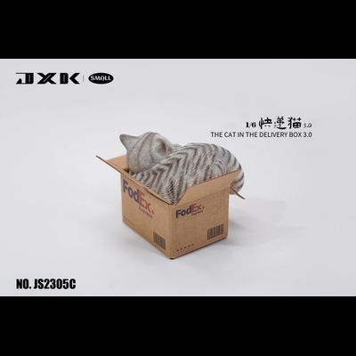 Котик в коробке (серый) - Коллекционная ФИГУРКА 1/6 scale The Cat In The Delivery Box 3.0 (JS2305C) - JXK