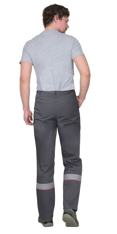 Костюм МАСТЕР летний: куртка, брюки, темно-серый с красной отделкой