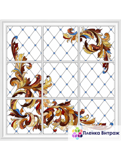 Пленка самоклеющаяся на потолок , витражная пленка, пленочный витраж с классическим рисунком