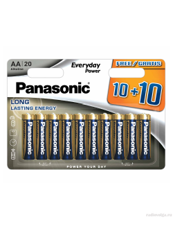 Пальчиковая алкалиновая батарейка Panasonic AA 1.5V Everyday Power Alkaline Battery [ по 20 шт ]