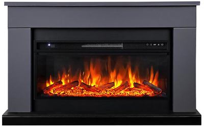 Линейный электрокамин Bergen серый графит с очагом Vision 42 LOG LED