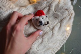 Очный мастер-класс по сухому валянию " Брошь Медведь  Полярник" в Москве