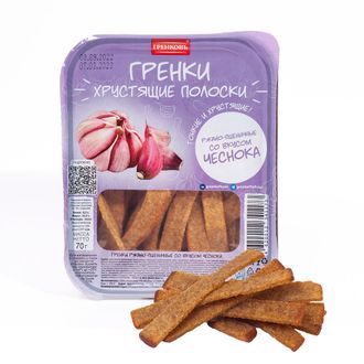 Гренки Хрустящие полоски со вкусом чеснока, ТМ ГРЕНКОВЪ, в упаковке 70 гр.