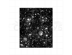 Штамп фоновый с изображением звездного неба и планет