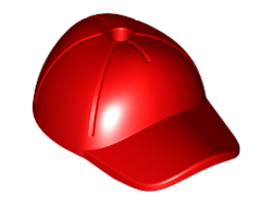 Minifigure, Headgear Cap - Short Curved Bill with Seams and Hole on Top, Red (11303 / 6032178)