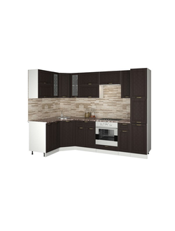 Кухня "Агава" 1,45мх2,75м угловая МДФ (Эра) тёмная/светлая