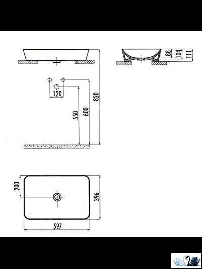 Раковина Creavit Ultra UL060-00SM00E-0000 Black Mat, накладная, черная, матовая, на столешницу