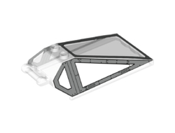 Windscreen 8 x 4 x 2 with 2 Studs and Bar Handle with Silver Cockpit Window Frames with Rivets Pattern, Trans-Clear (21849pb01 / 6125507 / 6245824)