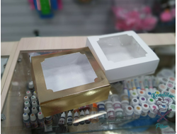 Коробка под зефир и печенье с окном 200*200*70 мм, белая