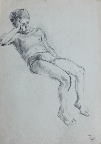 "Портрет художника" бумага карандаш Кондратова О.Е. 1974 год