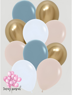 Сет 10 латексные шарики пастель хром 30 см.10 штук