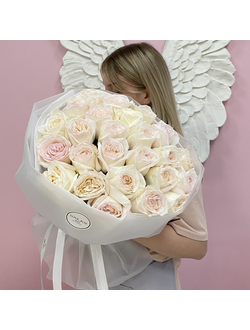 БУКЕТ ИЗ 25 ПИОНОВИДНЫХ РОЗ WHITE OHARA