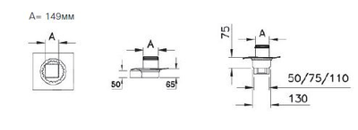 Душевой трап Vitra Square SC800, с гидроизоляцией, горизонтальный сифон (15х15 см), глянцевый хром, 59980107000